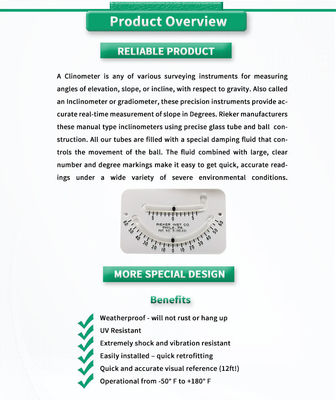 Industrial Grade 2056Y Rieker Glass Tube Inclinometer with 60 Degree Precision Angle