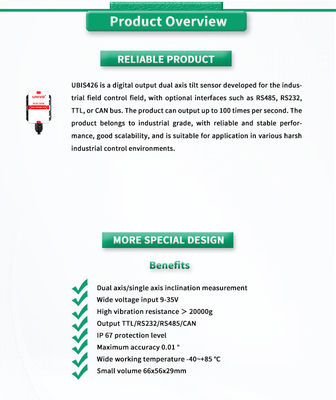 UBIS-426Y UNIVO Inclinometer Sensor RS232/RS485/TTL Output for X-Y Axis Measurement